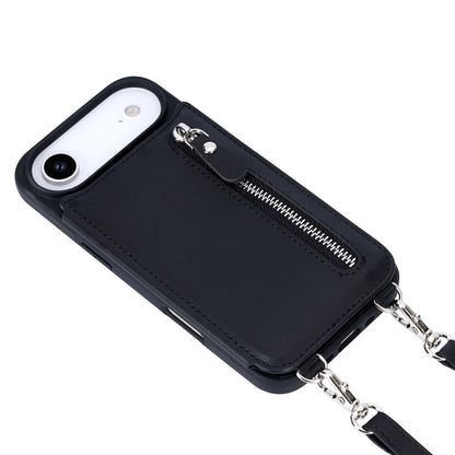 Apple iPhone Air Case - Black - Luxury Back Cover with Phone Strap and Zipper