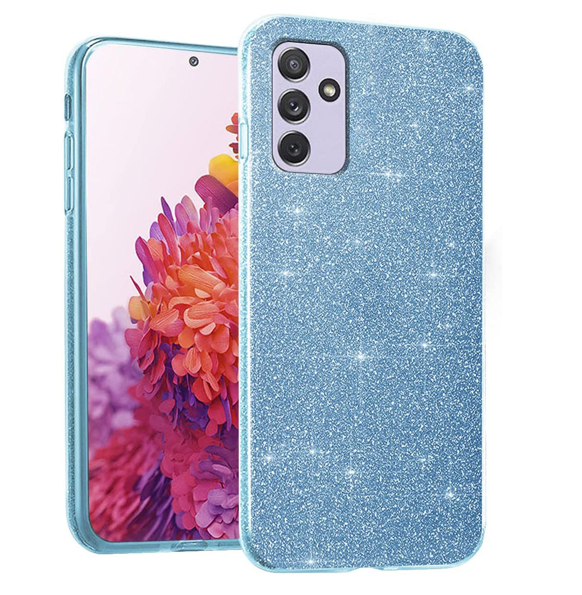 Samsung Galaxy A15 Hoesje - Blauw - Glitter Back Cover