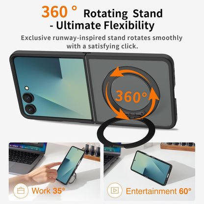 Coque Samsung Galaxy Z Flip8 - Noir avec support - Étui arrière Matte Armor MagSafe avec support