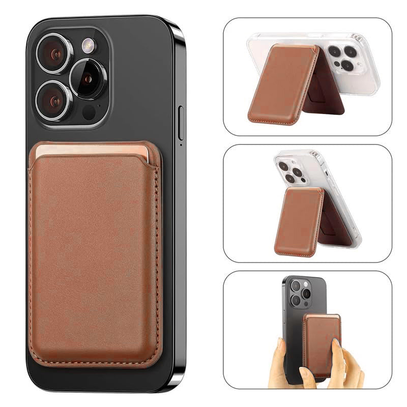 Porte-cartes magnétique Casemania avec support - Marron