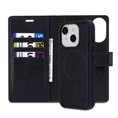 iPhone 14 Hülle - Onyx Schwarz - 2 in 1 Lederoptik Bookcase