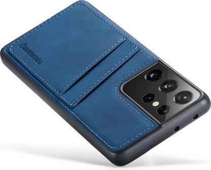 Samsung Galaxy S21 Ultra Hoesje - Navy Blue - Back Cover met Pasjeshouder