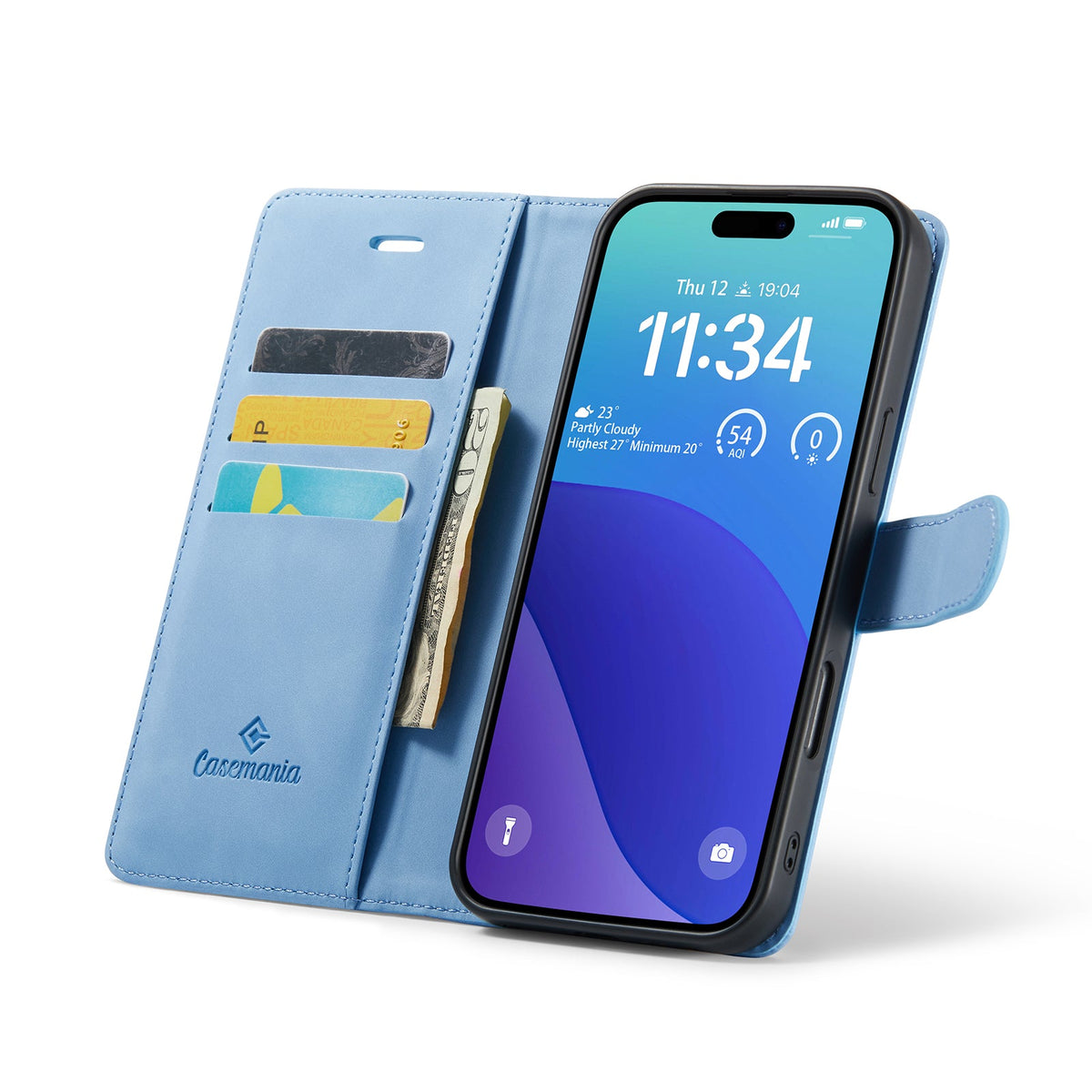 Apple iPhone 16 Pro Max Hoesje - Sky Blue - 2 in 1 Bookcase