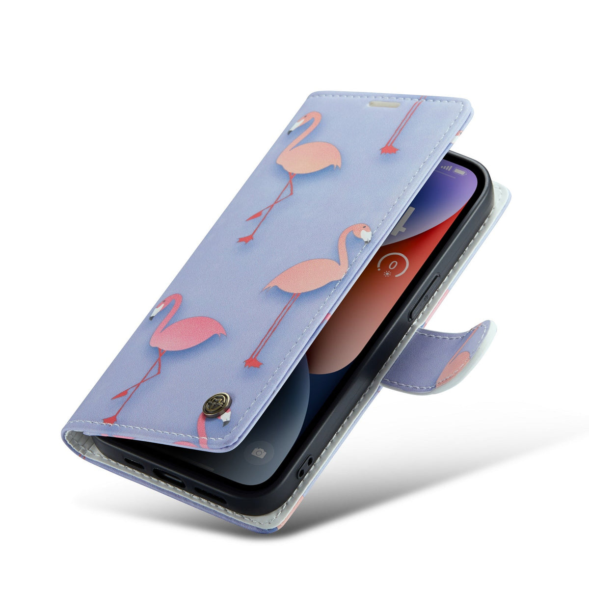 Apple iPhone 14 Hoesje - Flamingo - Print Bookcase