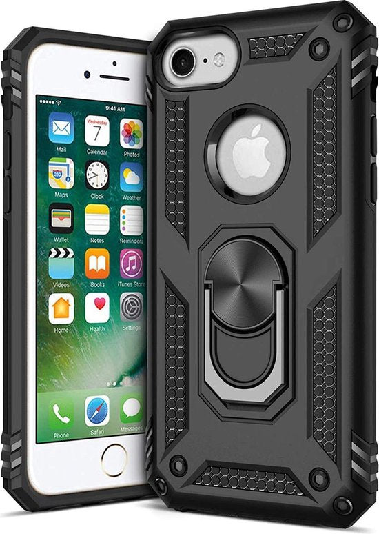 Apple iPhone 7 Hoesje - Zwart - Armor Kickstand Back Cover