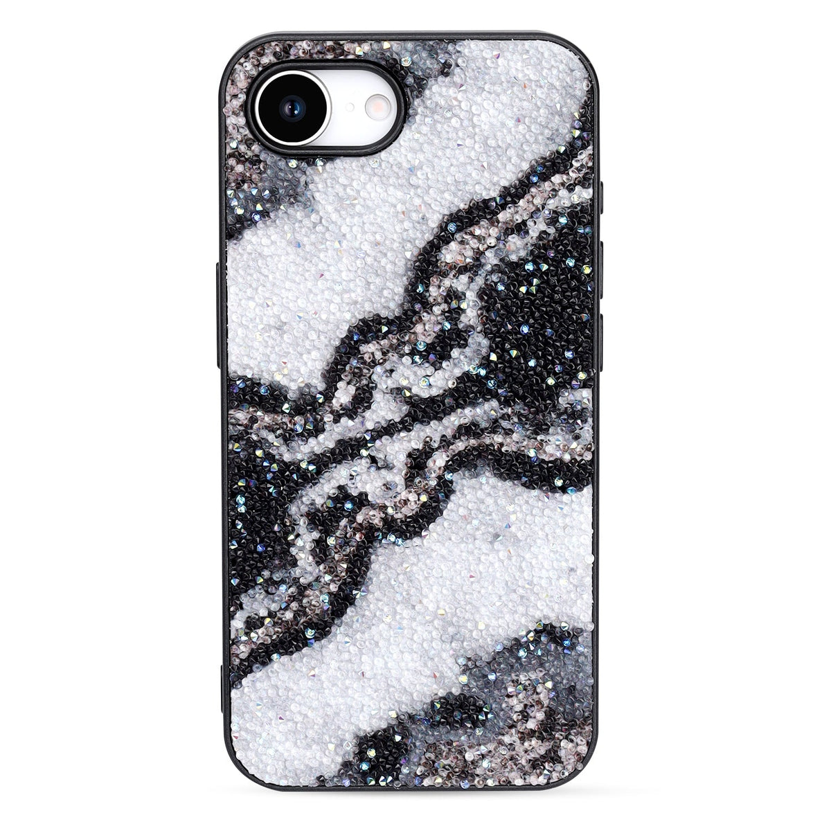 Apple iPhone 17e Hoesje - Marmer Zwart - Marmer Diamant Glitter Back Cover