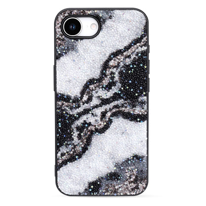 Apple iPhone 17e Hoesje - Marmer Zwart - Marmer Diamant Glitter Back Cover