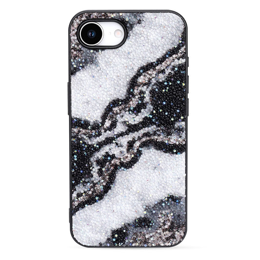 Apple iPhone 17e Case - Marble Black - Marble Diamond Glitter Back Cover