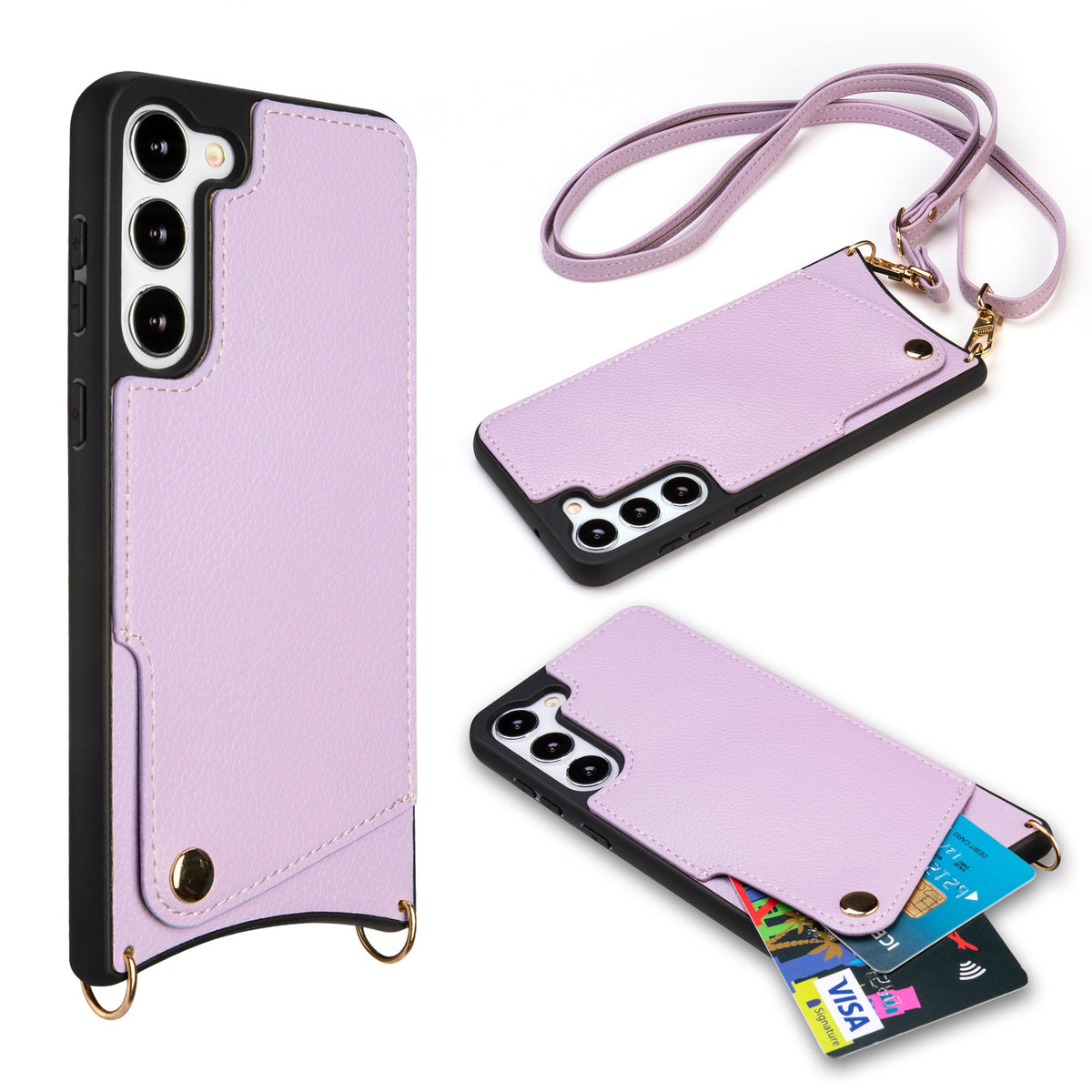 Coque Samsung Galaxy S23 - Violet - Étui arrière avec dragonne