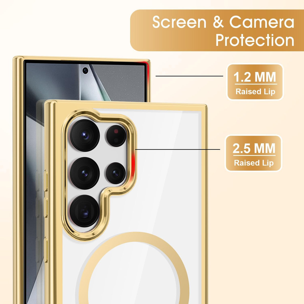 Samsung Galaxy S26 Ultra Hoesje - Goud - Siliconen MagSafe Back Cover met Telefoonkoord