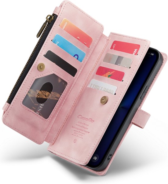 Apple iPhone 13 Pro Max Hoesje - Pale Pink - Luxe Bookcase met Rits