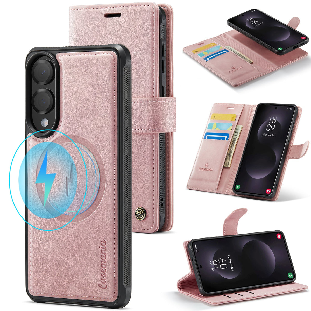 Samsung Galaxy S25 Edge Hoesje - Pale Pink - Luxe 2 in 1 MagSafe Bookcase