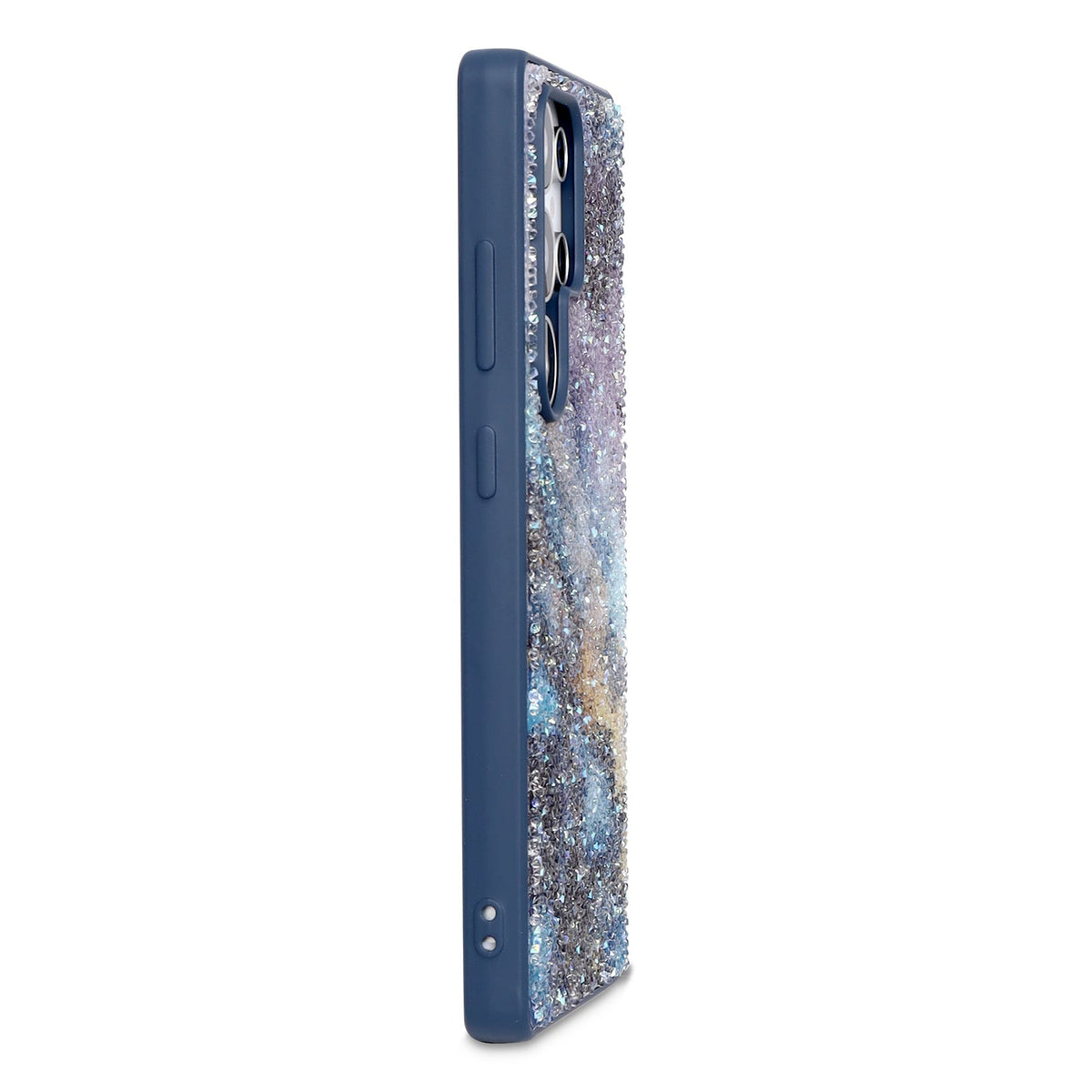 Samsung Galaxy S25 Ultra Hoesje - Blauw - Diamant Marmer Glitter Back Cover