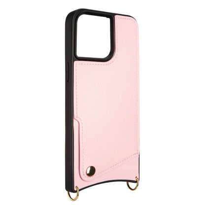 Apple iPhone 15 Pro Hoesje - Roze - Back Cover met Pols Bandje en Telefoonkoord