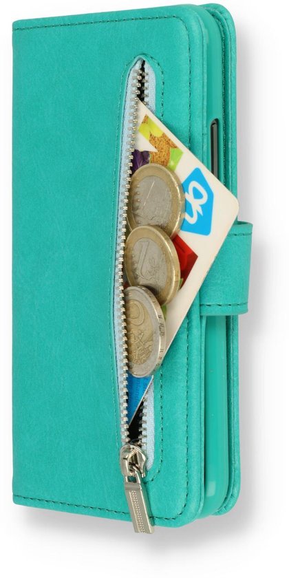 Étui Samsung Galaxy S20 Ultra - Turquoise - Étui portefeuille de luxe avec fermeture éclair