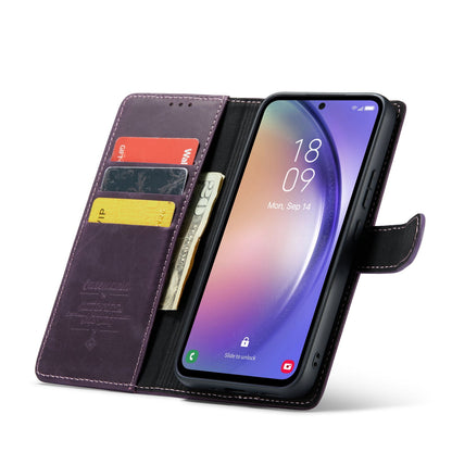 Samsung Galaxy A54 Hoesje - Dark Purple - Echt Leren 2 in 1 Bookcase