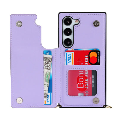 Samsung Galaxy S23 Hoesje - Paars - Luxe Back Cover met Telefoonkoord en Rits