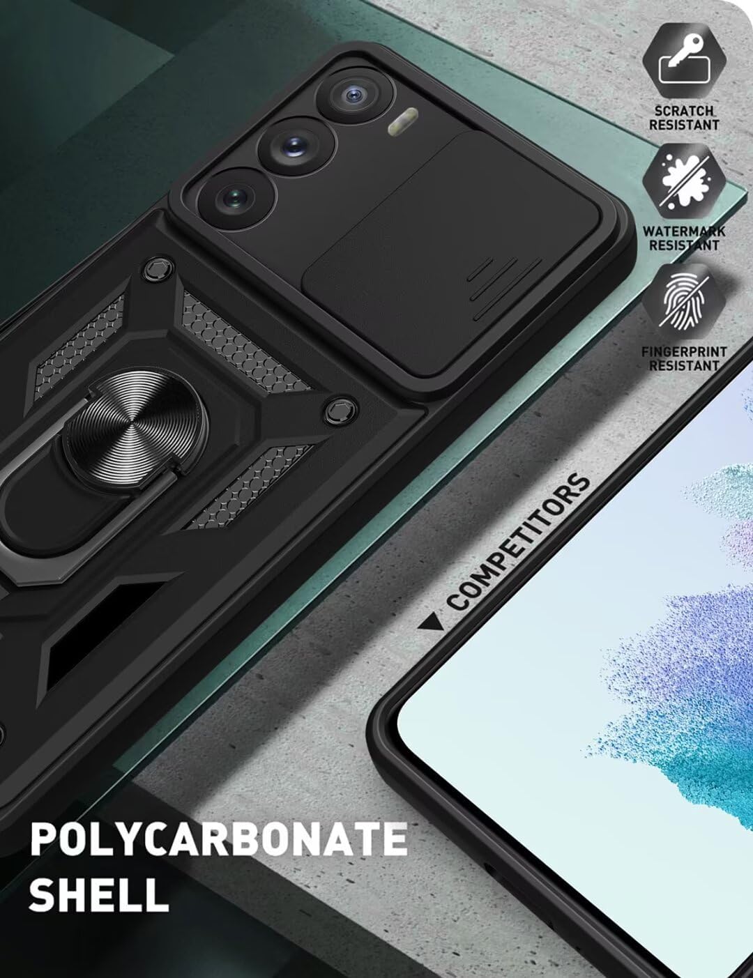 OPPO Reno12 Pro Hoesje - Zwart - Armor Kickstand en Camera Bescherming Back Cover