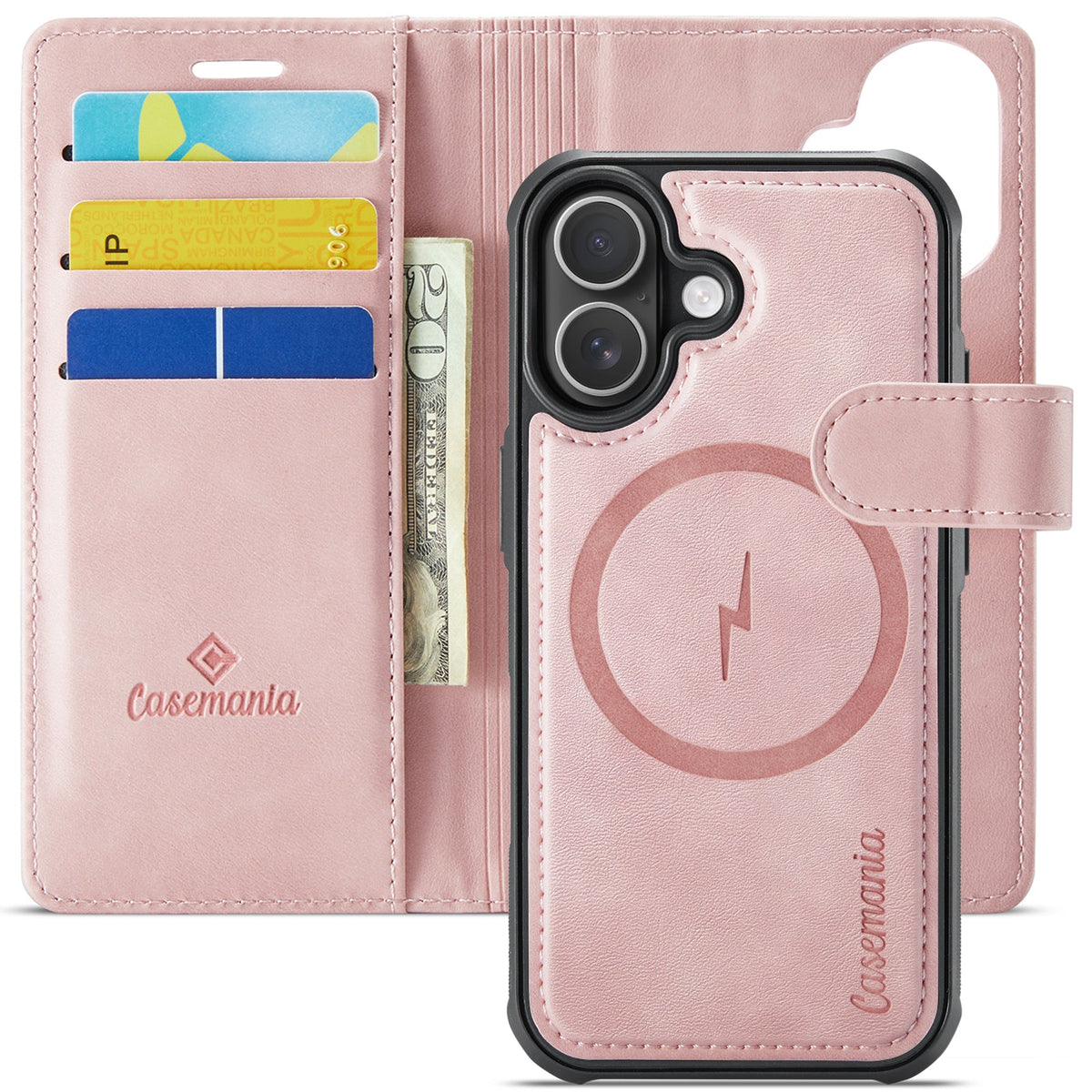 Apple iPhone 17 Case - Pale Pink - Luxury 2-in-1 MagSafe Wallet Case