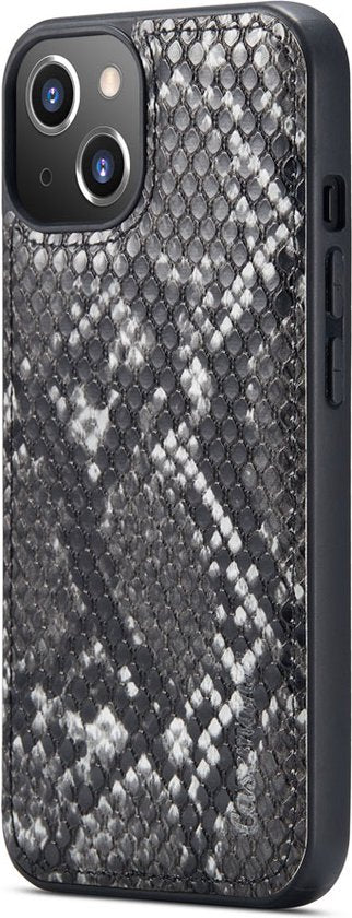 Apple iPhone 13 Hoesje - Zwart - Luxe Slangen Bookcase
