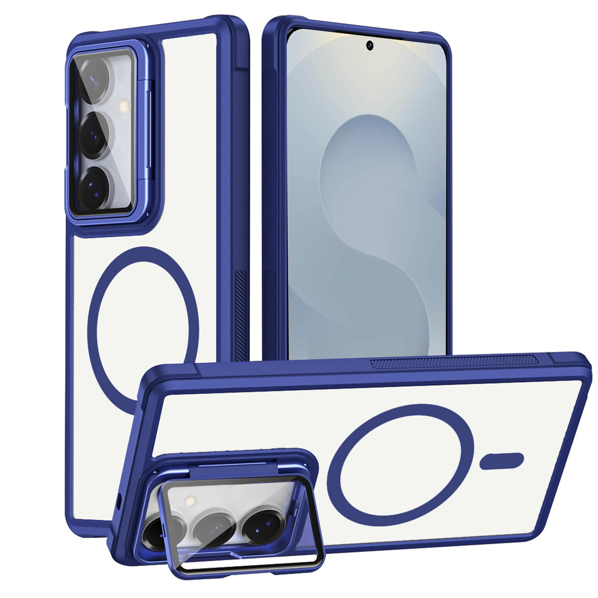 Samsung Galaxy S26 Plus Hoesje - Donker Blauw - MagSafe Back Cover met Camera Frame Kickstand
