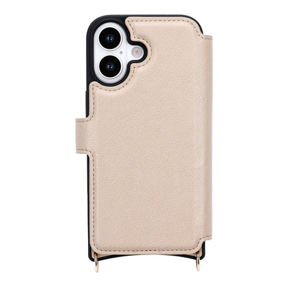 Apple iPhone 16 Hoesje - Beige - 'Amsterdam' Magnetische Wallet Case met Pasjeshouders en