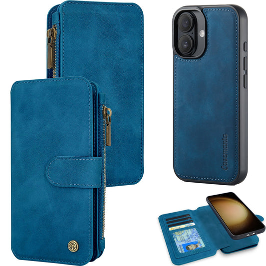 Apple iPhone 16 Plus Case - Navy Blue - 2-in-1 Wallet Case with Zipper