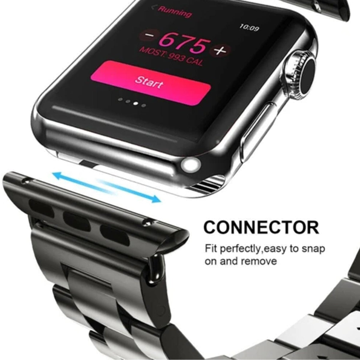 Apple Watch Bandje 38/40/41/42 mm - RVS Metalen Schakelband - Zwart