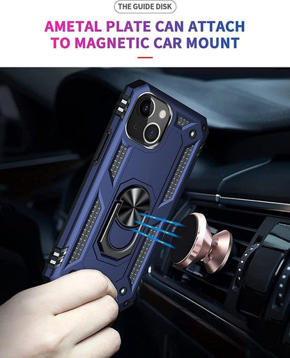Apple iPhone 13 Hoesje - Blauw - Armor Kickstand Back Cover