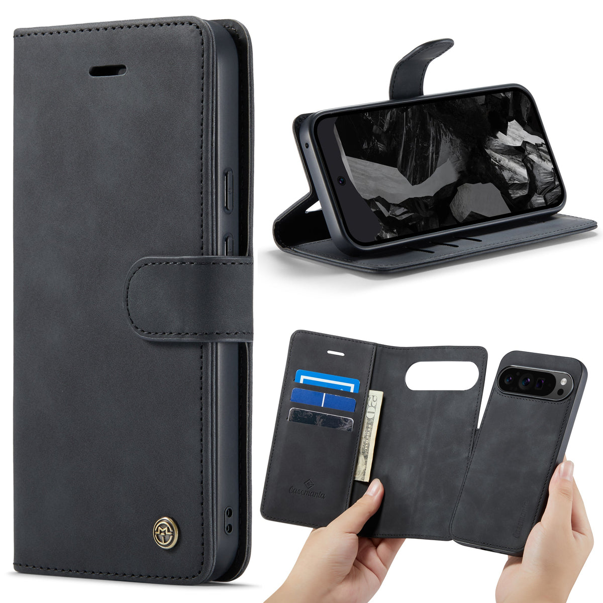 Google Pixel 9 Pro Case - Charcoal Gray - 2-in-1 Wallet Case