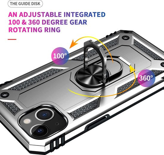 Apple iPhone 14 Hoesje - Grijs - Armor Kickstand Back Cover