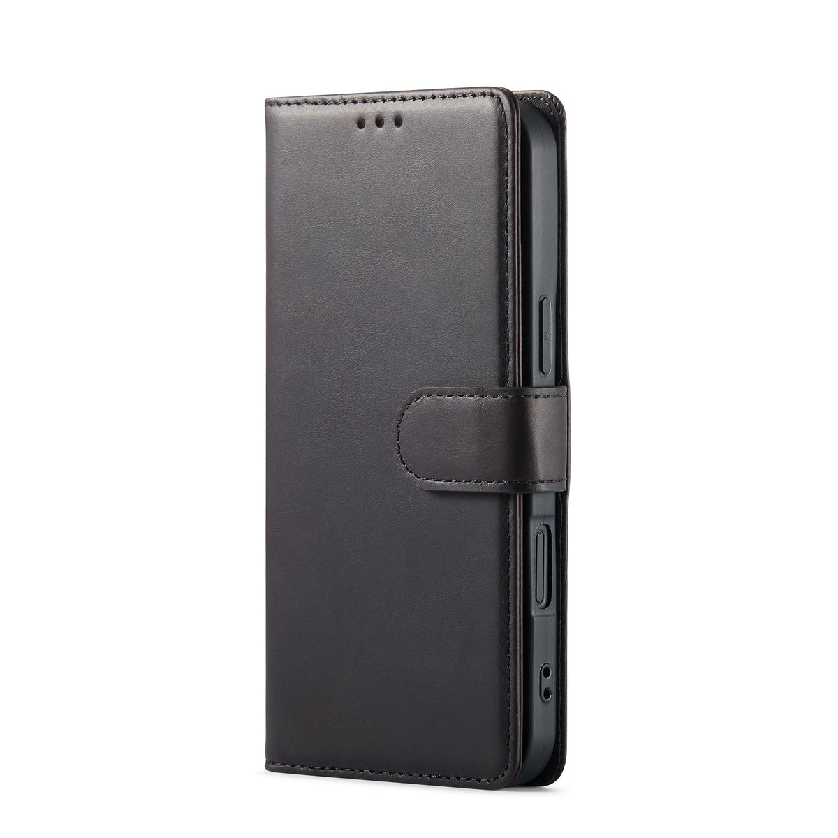 iPhone 16 Plus Hoesje - Zwart - Echt Leren Bookcase