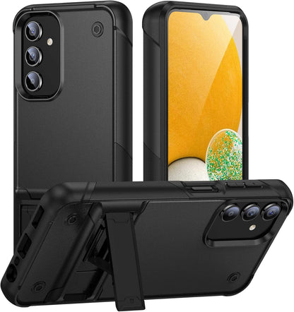 Samsung Galaxy S25 Hoesje - Zwart - Heavy Duty Armor Kickstand Back Cover
