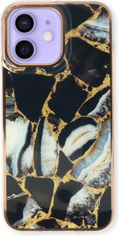 Apple iPhone 11 Hoesje - Zwart - Siliconen Marmer Back Cover