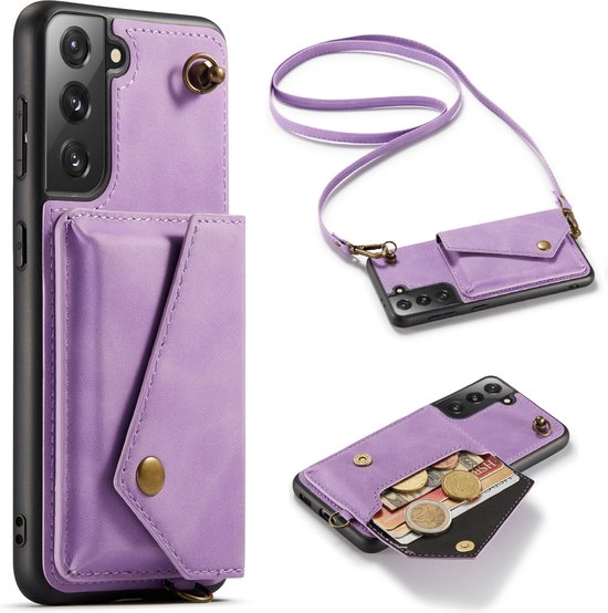 Samsung Galaxy S21 Hoesje - Paars - Luxe Back Cover met Telefoonkoord