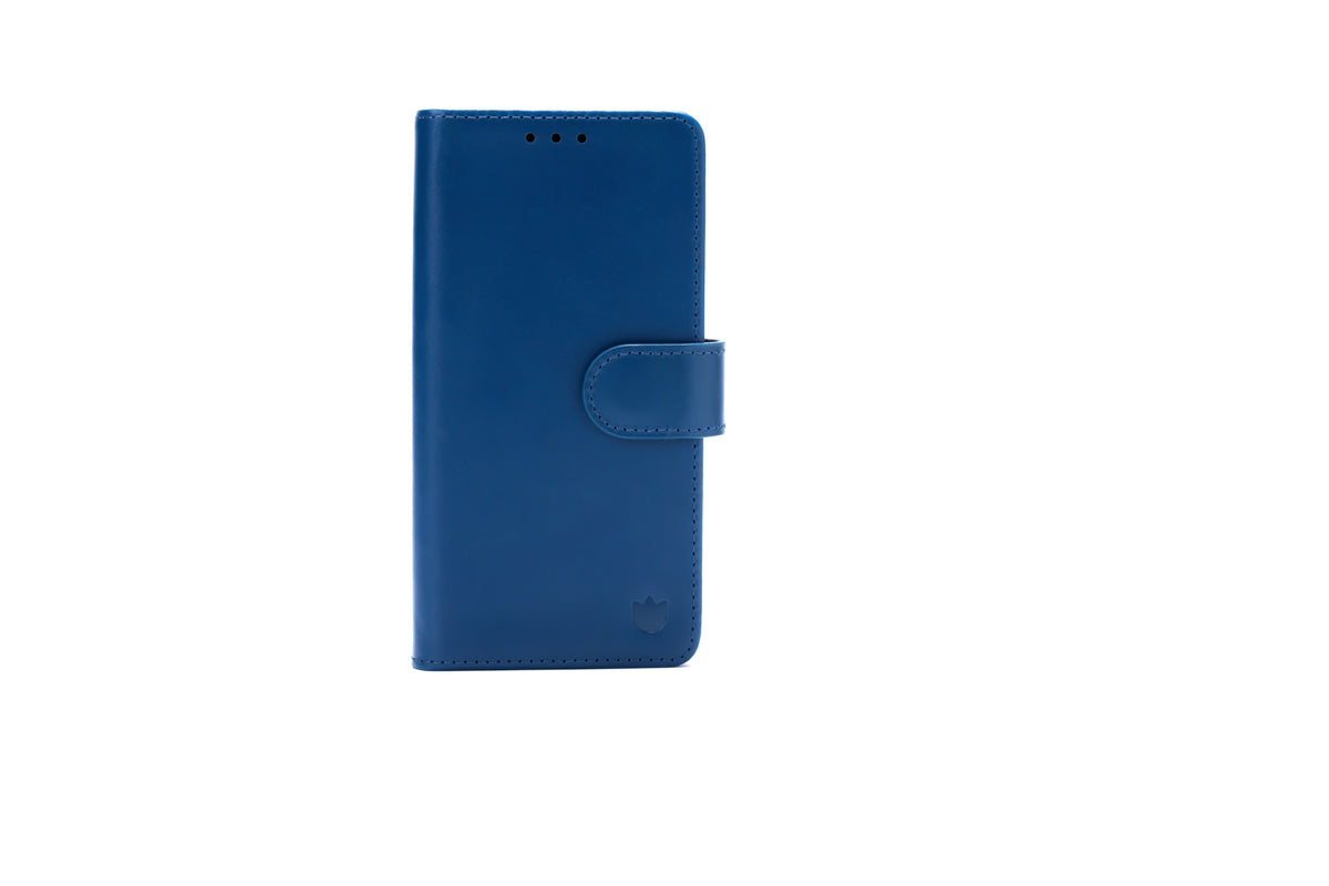 Apple iPhone 17 Hoesje - Navy Blue - Echt Leren Bookcase