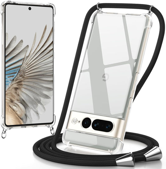 Google Pixel 7 Pro Case - Clear - Silicone Back Cover with Phone Strap