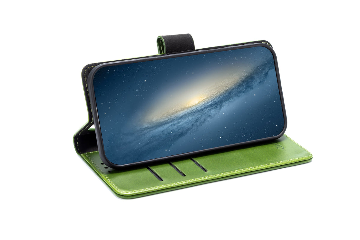 Apple iPhone Air Hoesje - Olive Green - Echt Leren Bookcase