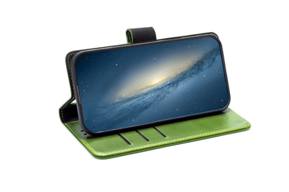 Apple iPhone Air Hoesje - Olive Green - Echt Leren Bookcase