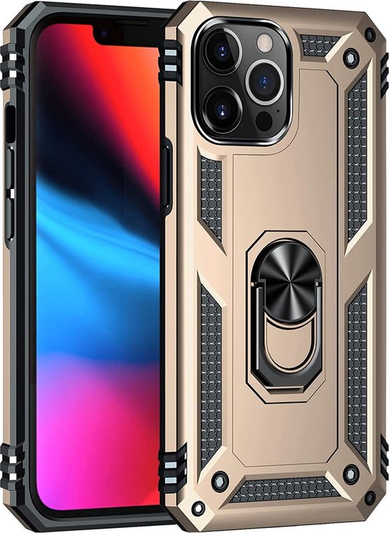 Apple iPhone 13 Pro Hülle - Gold - Armor-Ständer-Backcover
