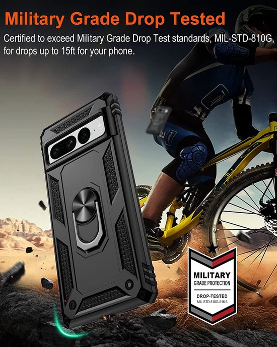 Google Pixel 7 Pro Hoesje - Zwart - Armor Kickstand Back Cover