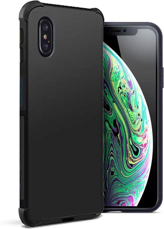 Apple iPhone Xs Max Hoesje - Zwart - Hybride Anti-Shock Back Cover