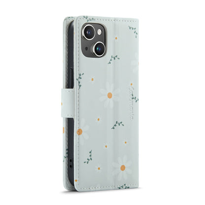 Apple iPhone 14 Hülle - Gänseblümchen - Klapphülle mit Kartenfach und Print