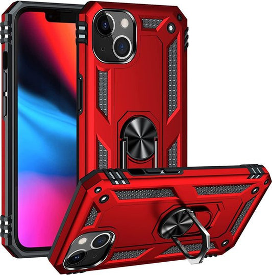 Apple iPhone 13 Mini Hoesje - Rood - Armor Kickstand Back Cover
