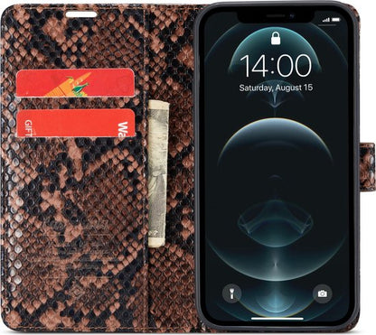 Apple iPhone 11 Case - Brown - Snake Print Flip Case