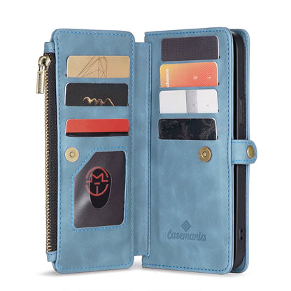 Apple iPhone 15 Pro Max Hoesje - Aqua Blue - Luxe MagSafe Bookcase met Rits en Telefoonkoord