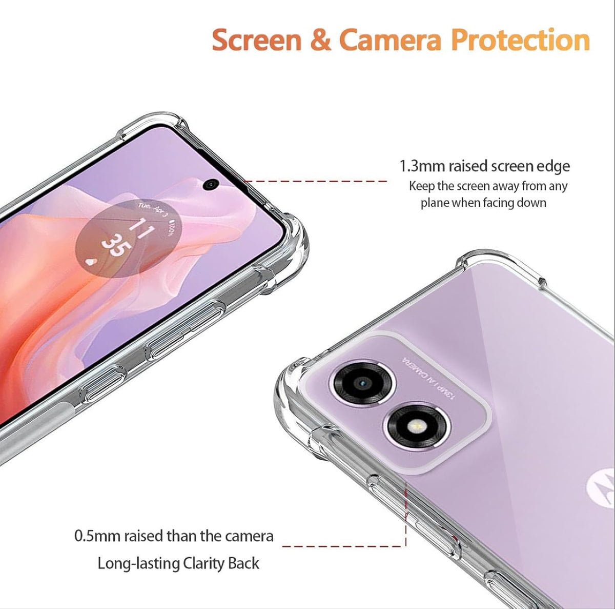Motorola Moto E14 Case - Clear - Shockproof Back Cover