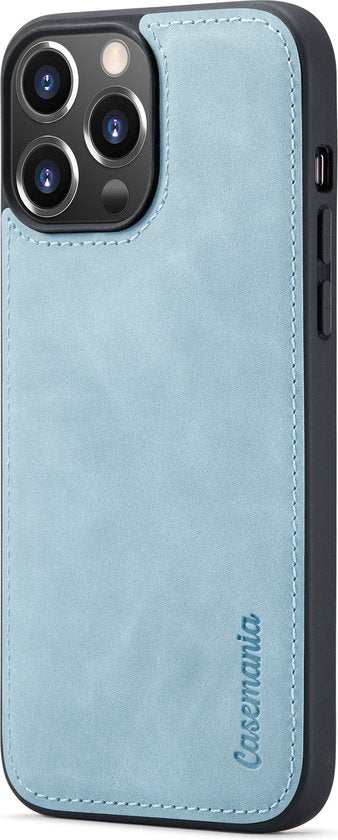 Apple iPhone 13 Pro Max Hülle - Aqua Blue - Luxus-2-in-1-Klapphülle mit 10 Kartenfächern und Handschlaufe