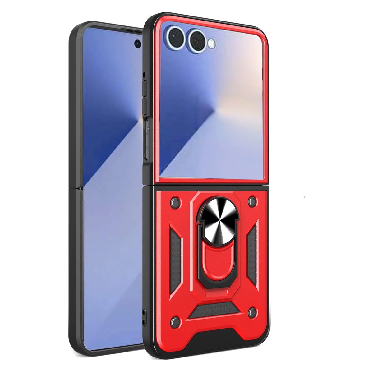 Samsung Galaxy Z Flip8 Hoesje - Rood - Armor Kickstand Back Cover