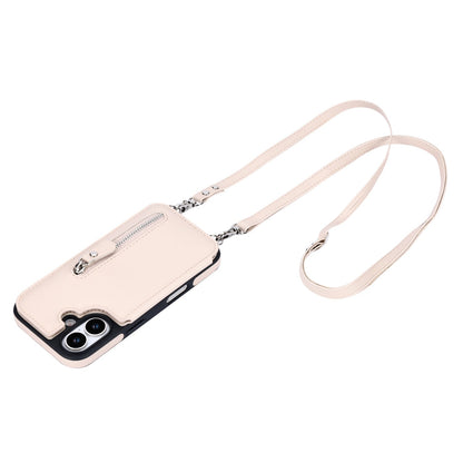 iPhone 17 Hoesje - Beige - Luxe Back Cover met Telefoonkoord en Rits